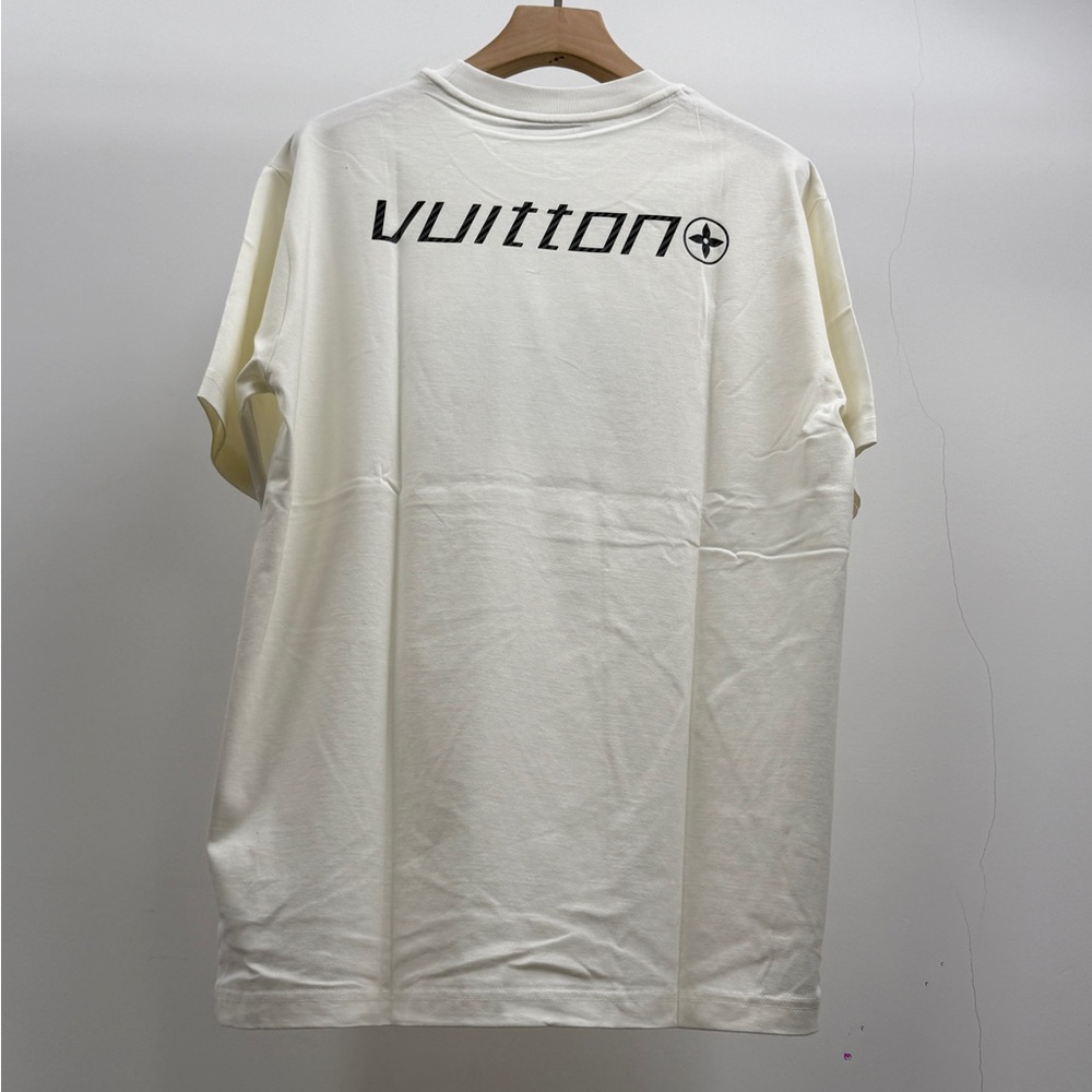 Louis Vuitton Cream Short-Sleeve Logo Tee with Black Graphic - Picture 5 of 7